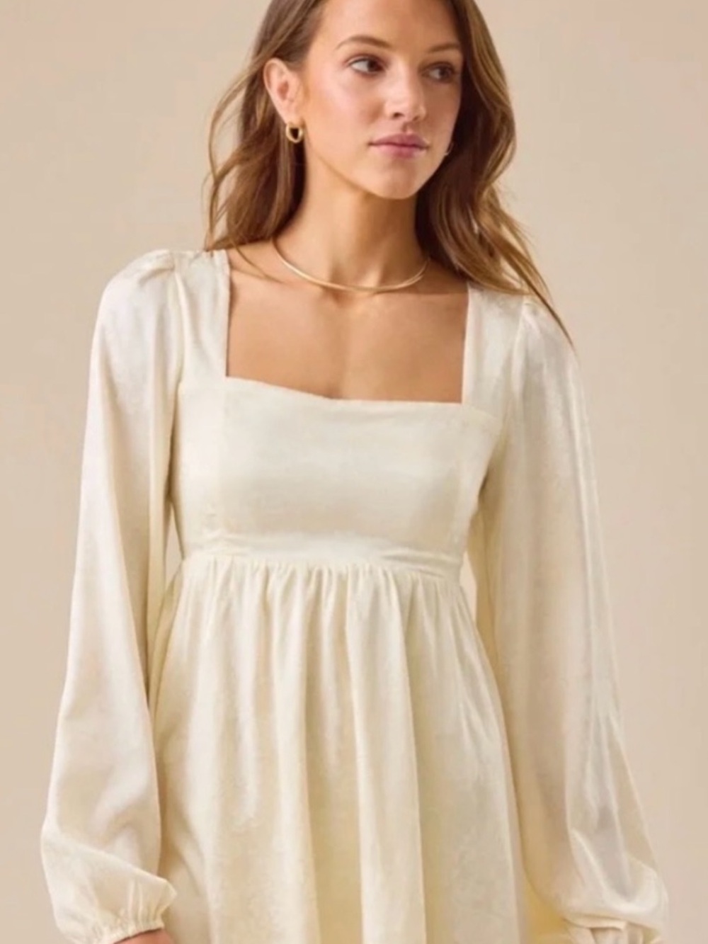 FLAW Altar'd State cream/ivory long-sleeve mini dress Medium
